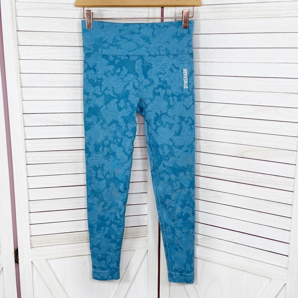 Gymshark Adapt Seamless High Rise Ankle Leggings Blue Camo Small